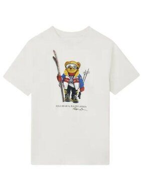 Ralph Lauren Kids SKI POLO BEAR Cotton Tee T-Shirt White Size 5 Little Kid